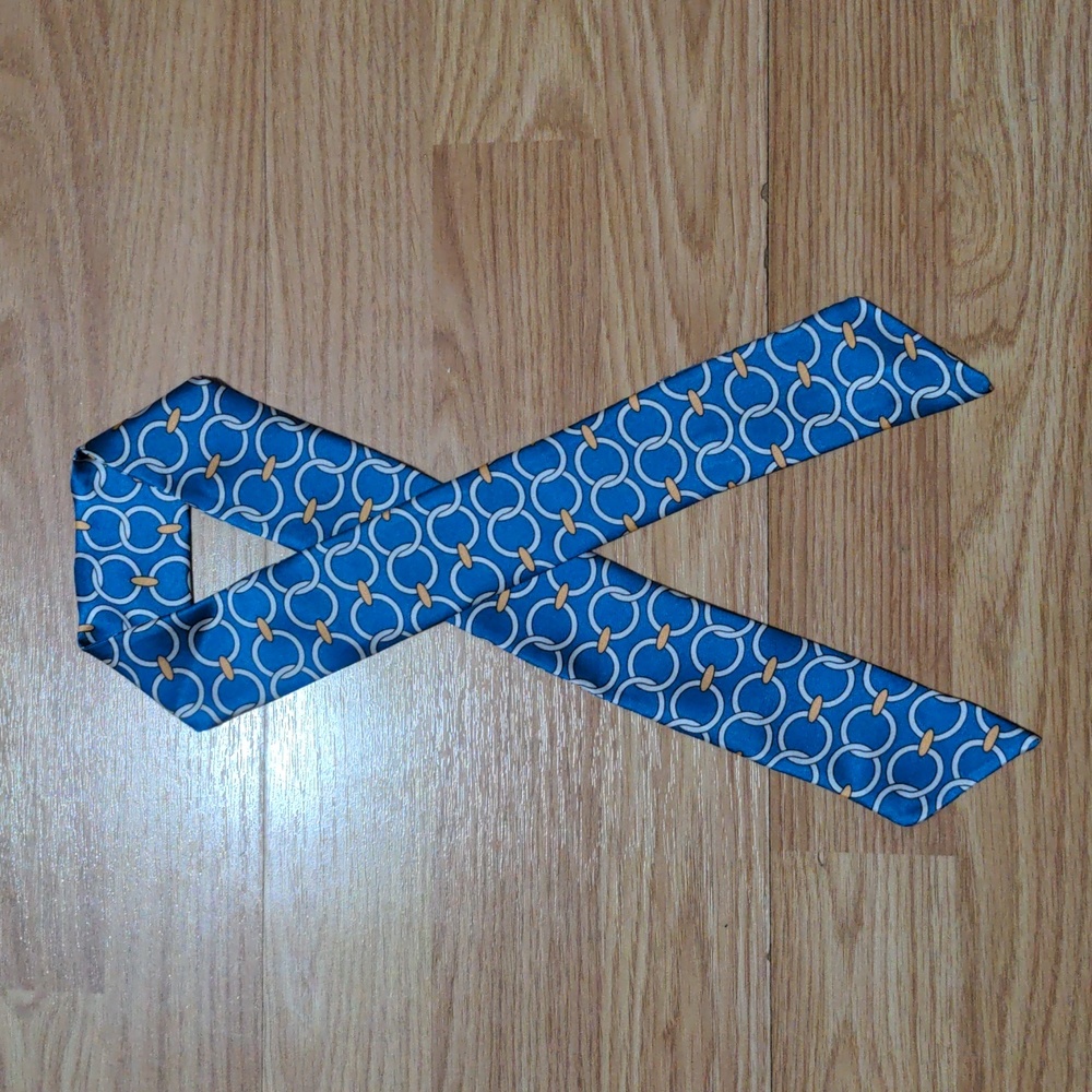 Zeynep Arcay Blue Silk Bow Tie Geometric Pattern